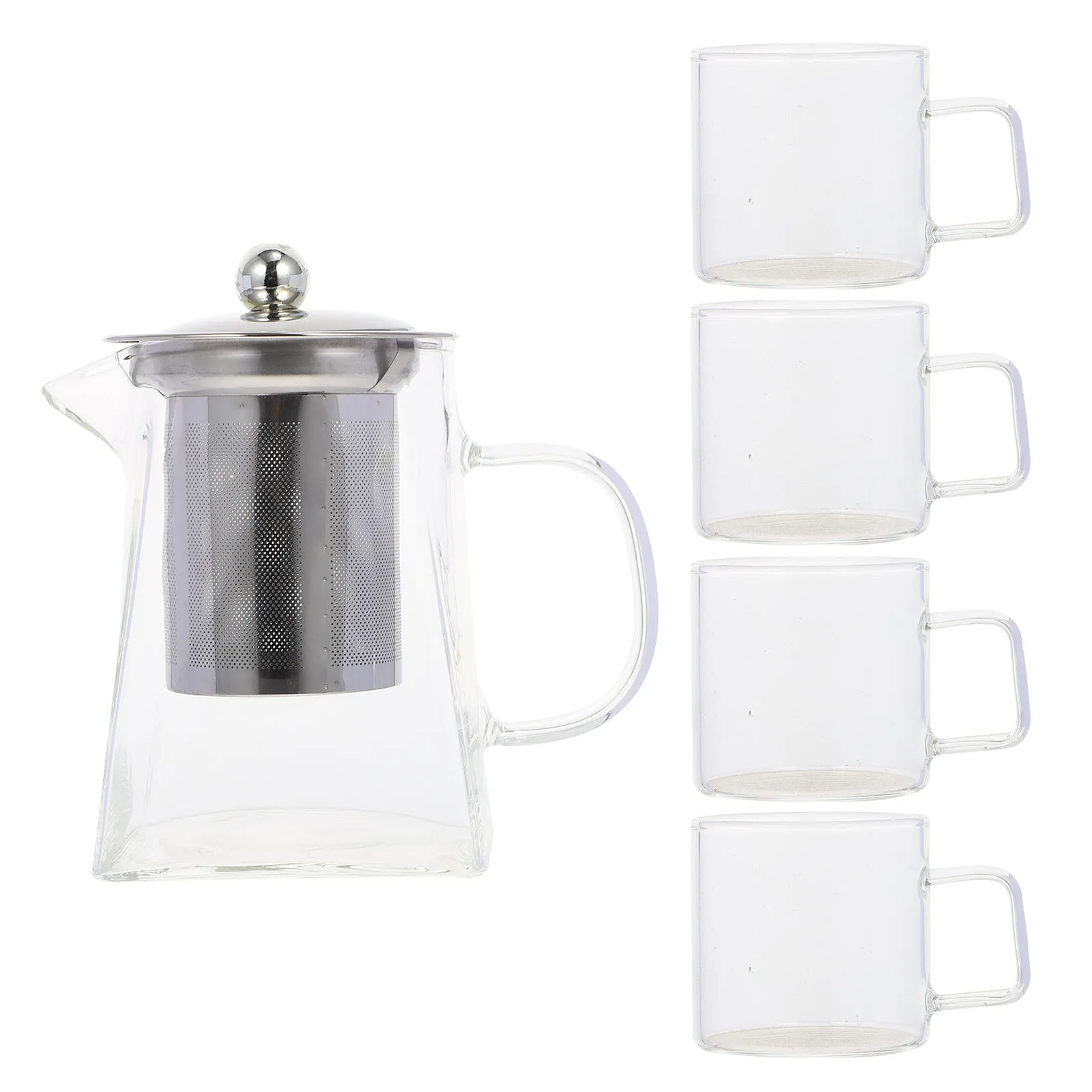 

Heat-Resistant Glass Teapot Set Assorted Color Ergonomic Handle Design for Home Office Leisure Time Tea Accessory