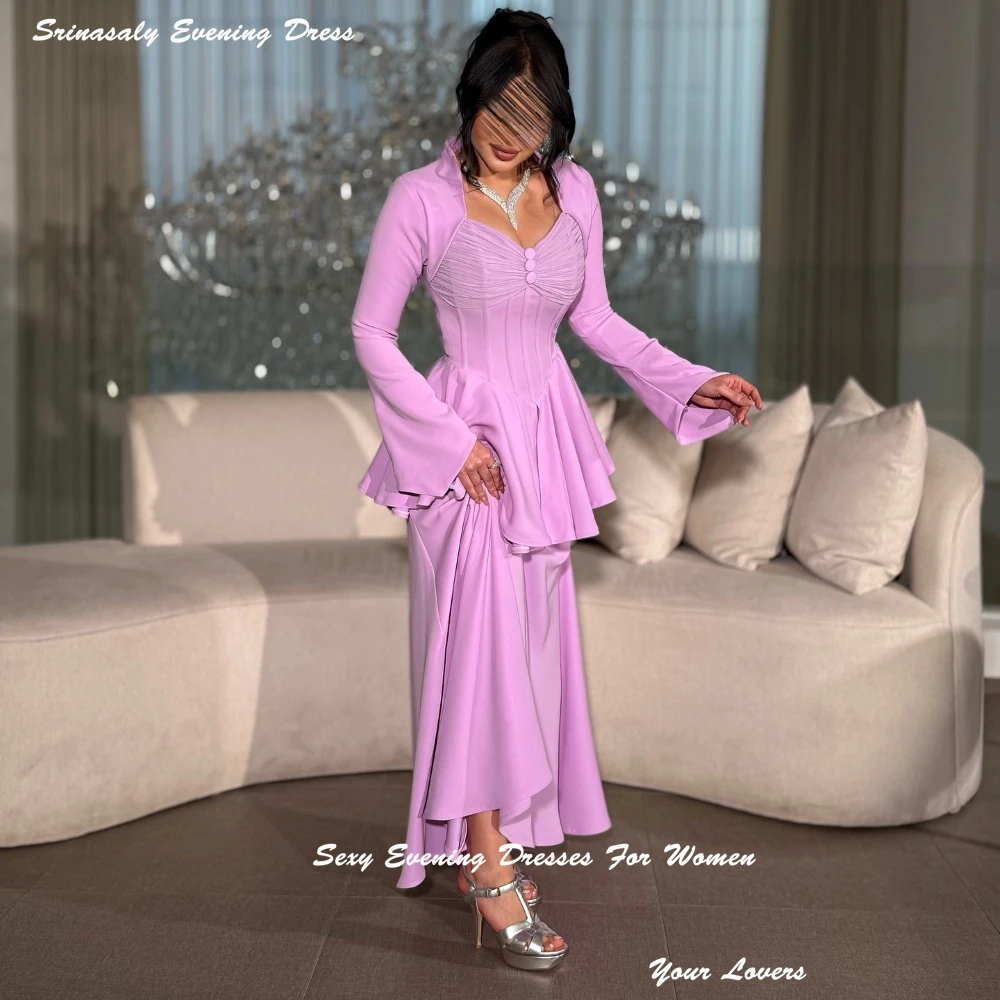 فساتين سهرة مخصصة بكشكشة أرجوانية للنساء المثيرات على شكل حرف a رداء حفلات الكوكتيل للمناسبات الرسمية مشد للحفلات الراقصة 2025