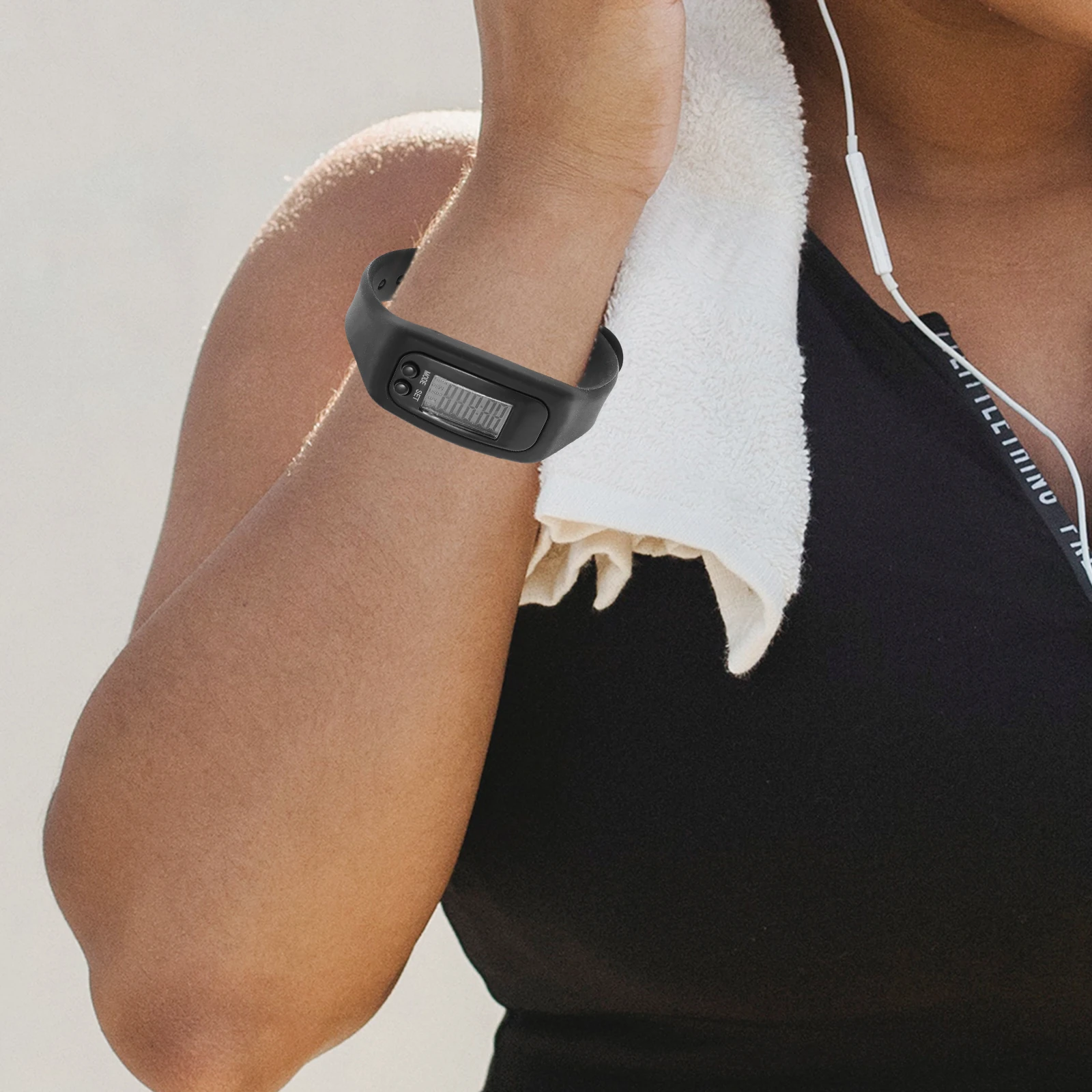 

Silica Gel Pedometer Watch Black Wrist Bracelet Durable Safe Fitness Monitor Step Counter Multi Function Pocket Watch