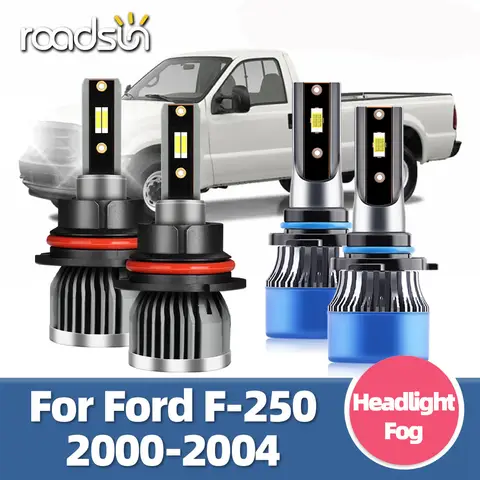 Roadsun LED Headlight Fog Bulbs For Ford F-250 F250 2000 2001 2002 2003 2004 Replace Car Front Headlamp 20000LM Super Bright 12V