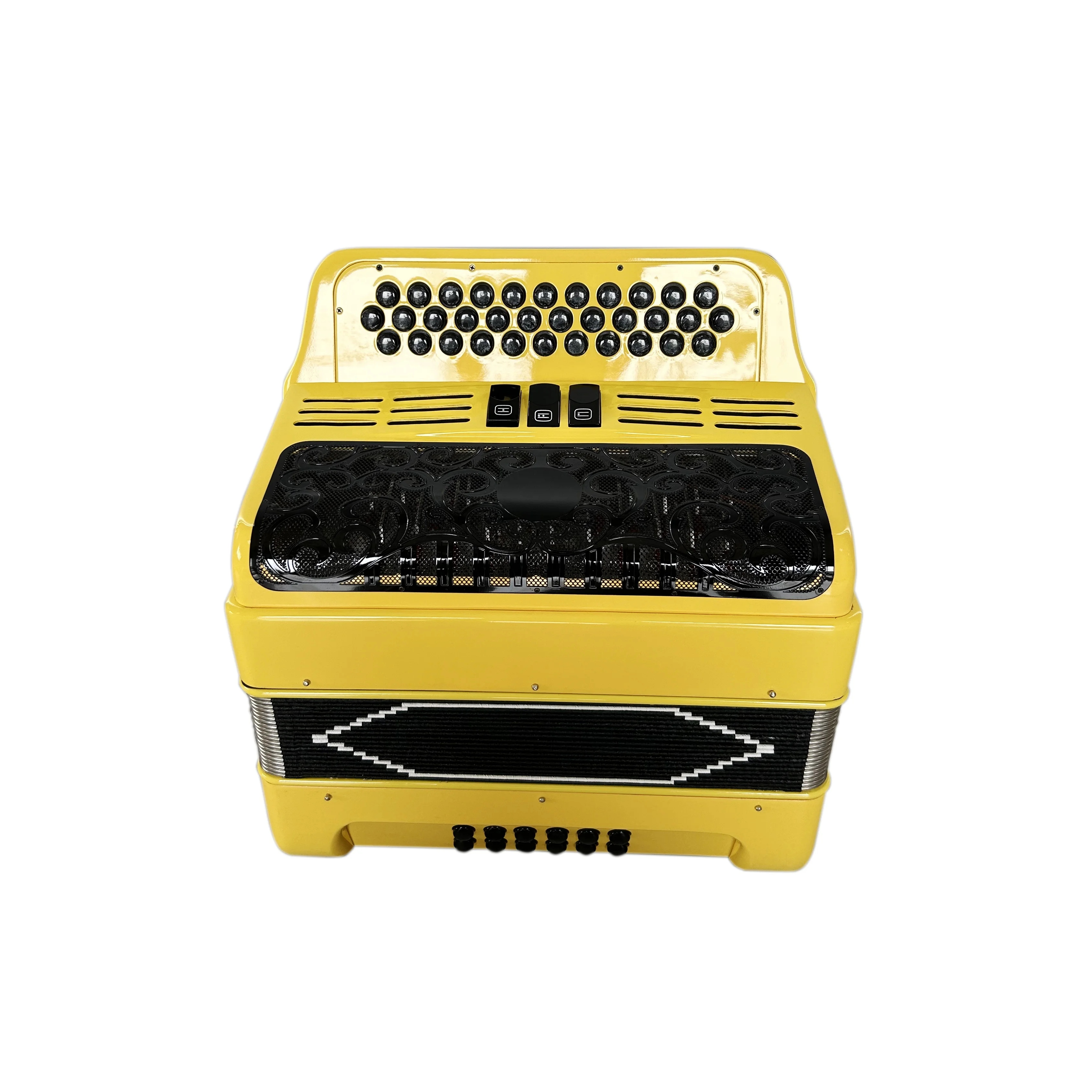 SEASOUND OEM 34 Buttons 12 Bass 3 Registers Yellow Button Accordion Instrument Black Grill Acordeon JB3412C