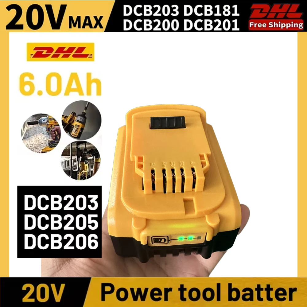 

DCB200 20V 8000mAh Lithium Replacement Battery， For Dewalt 18V DCB184 DCB200 DCB182 DCB180 DCB181 DCB182 DCB201 DCB206
