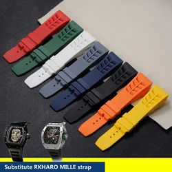 Original Quality Soft Colorful 25mm*20mm Waterproof Natural Rubber Watchband For Richard Mille Watch strap Bracelet