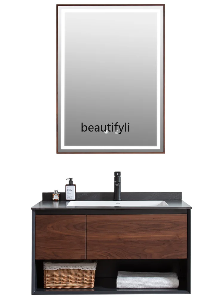 

Stone Plate Bathroom Vanity Countertop Seamless Spliging One Ceramic Basin Face Washing Wash Basin Cabinet Combination