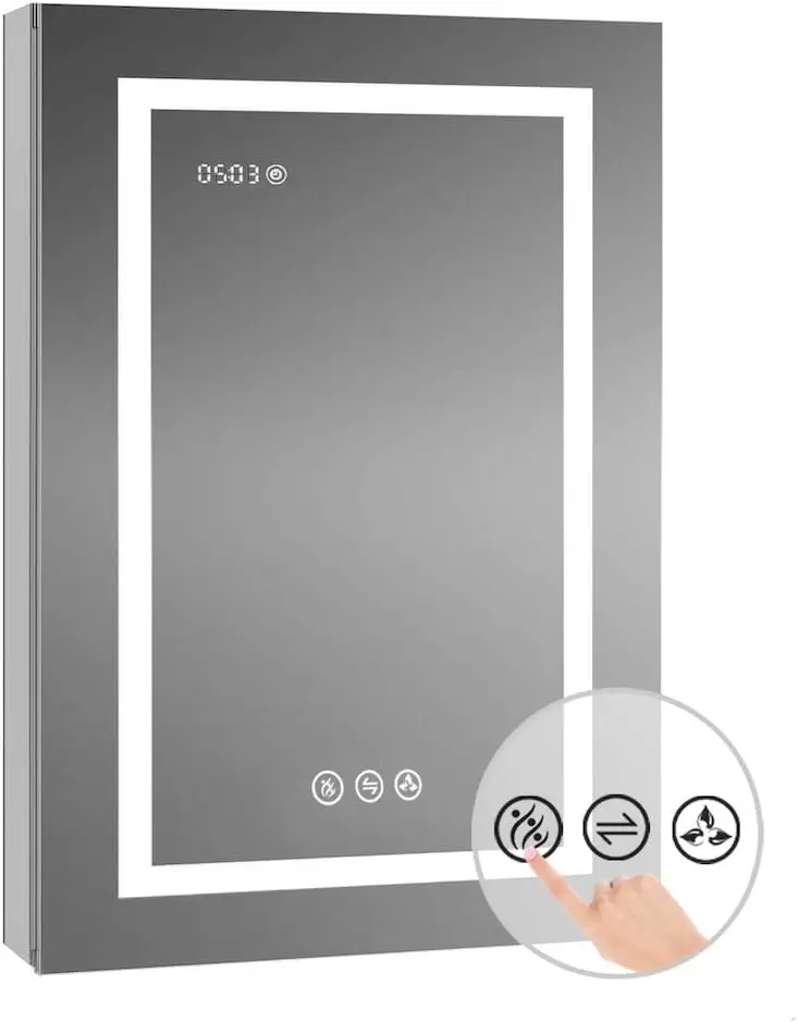 Blossom Recessed or Surface LED Mirror Medicine Cabinet with Lights, LED Medicine Cabinet, Outlets & USB (24x32/Zoom Mirror)