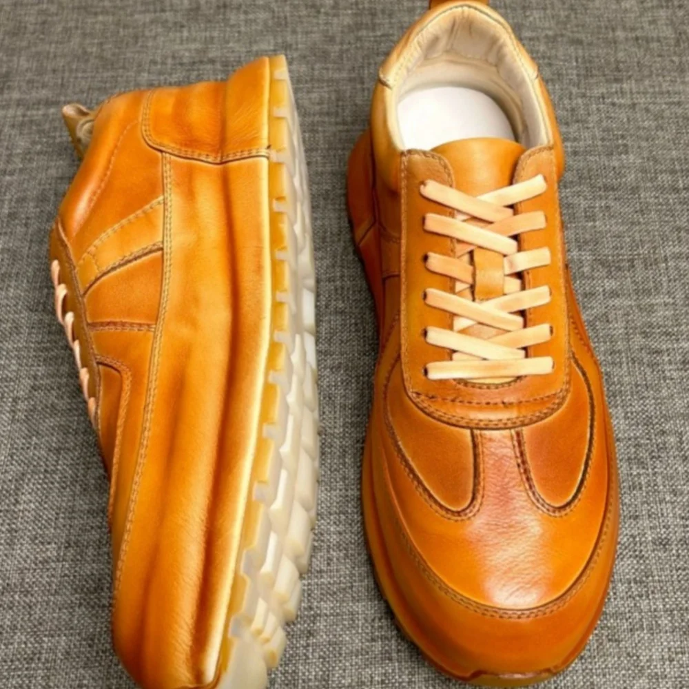 QHCCID baskets blanches hommes en cuir à la mode multi-usages rétro chaussures décontractées hommes à la mode respirant chaussures hommes