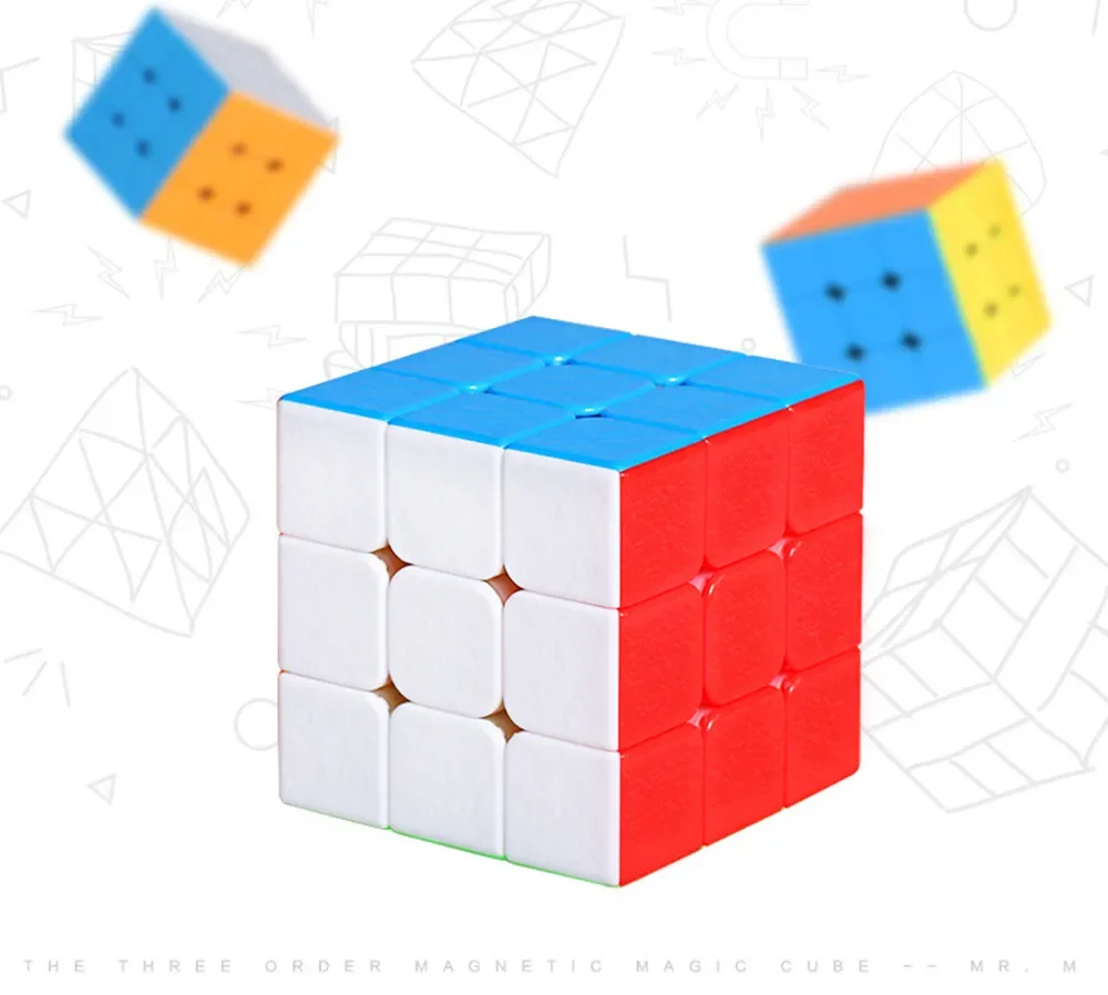 Shengshou 3x3x3 Mr. M Magnetic Cube Twisty Puzzle Toy Colorful Sticker Stickerless Puzzles For Children Toys Black