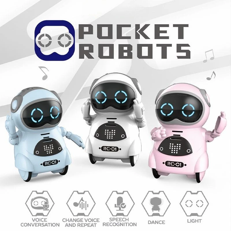 

939A Pocket Robot Talking Interactive Dialogue Voice Recognition Record Singing Dancing Telling Story Mini Robot Toy
