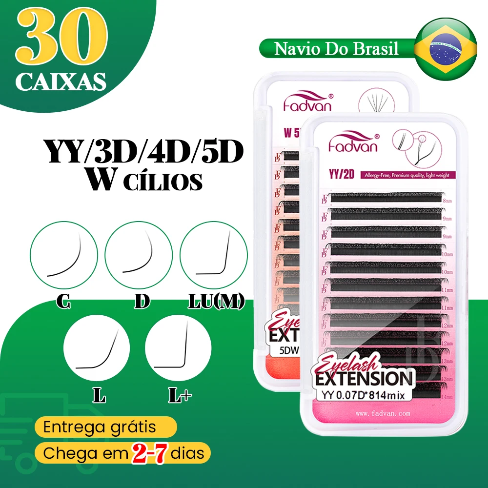 Fadvan Cílios Postiços YY 3DW 4DW 5DW  Mega Volume Brasileiro Natural - Entrega Rápida com Frete Grátis - Estoque no Brasil