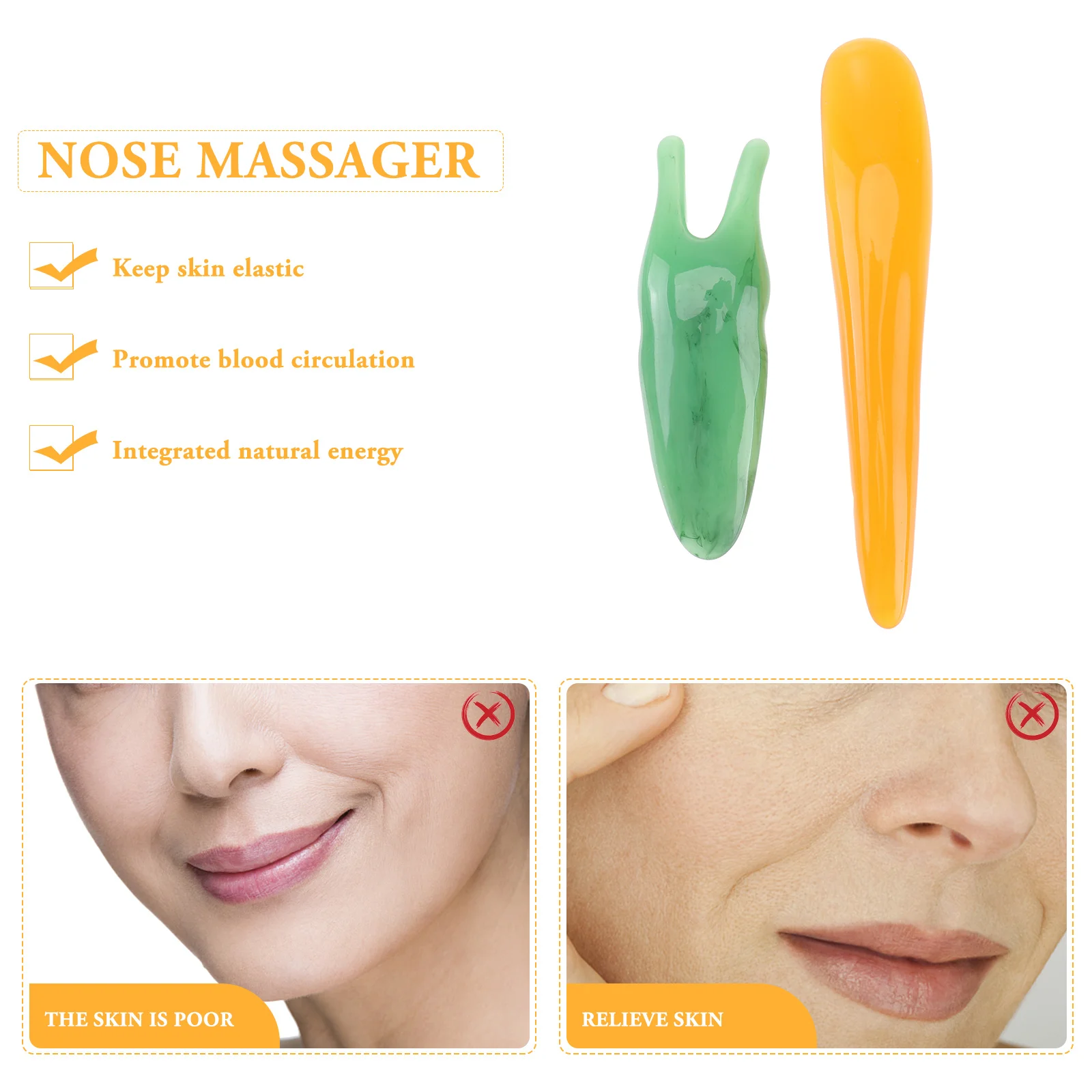 

2Pcs Natural Nose Massagers Body Scraping Tools Promoting Blood Circulation Facial and Body Massage Health Care Massagers