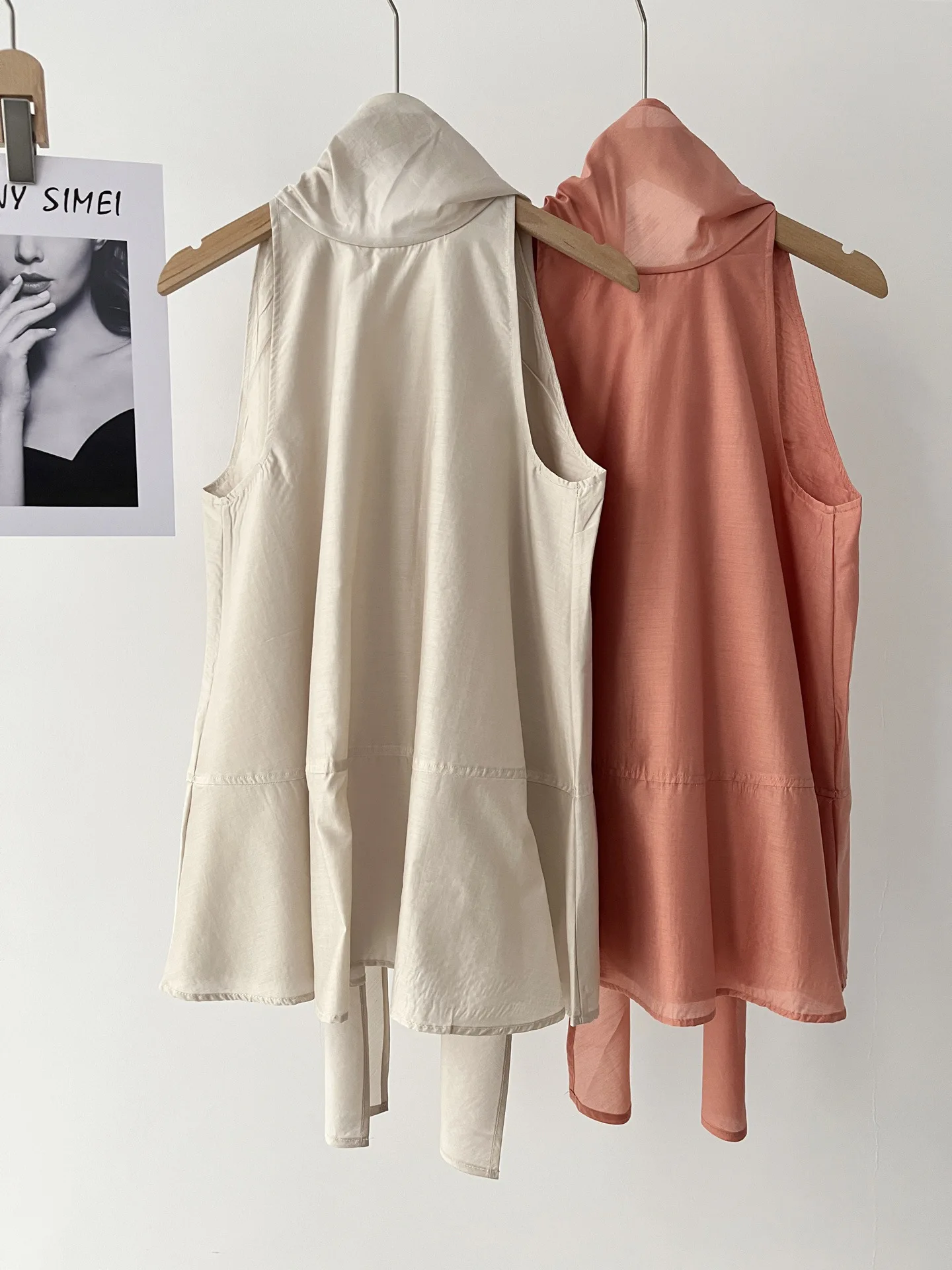 

Summer suit casual version A-shaped sleeveless streamer top shirt natural waist A-shaped skirt 41a-0549