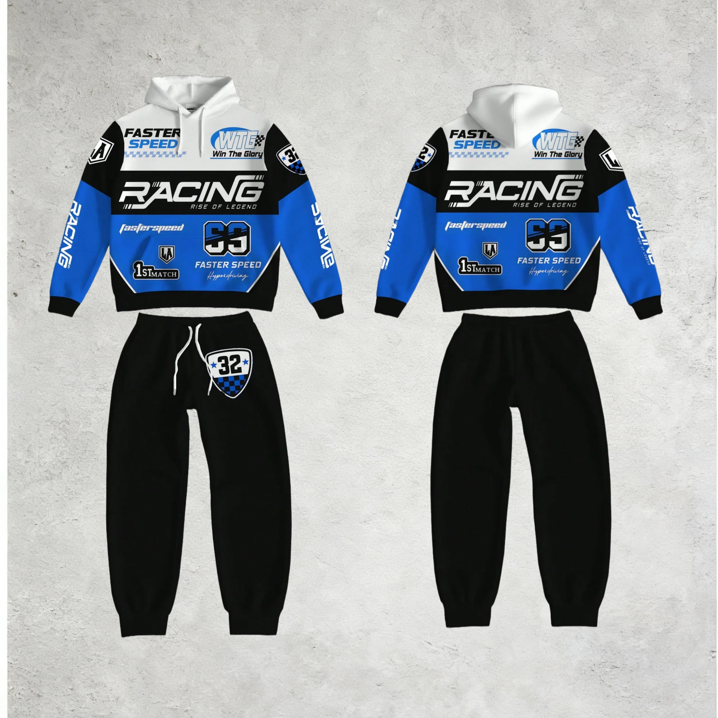 

25/26 Autumn/Winter Hoodie Set Y2K American Racing Lazy Style Sports Trend Men's Street 3D Dalian Hoodie Pants Adult