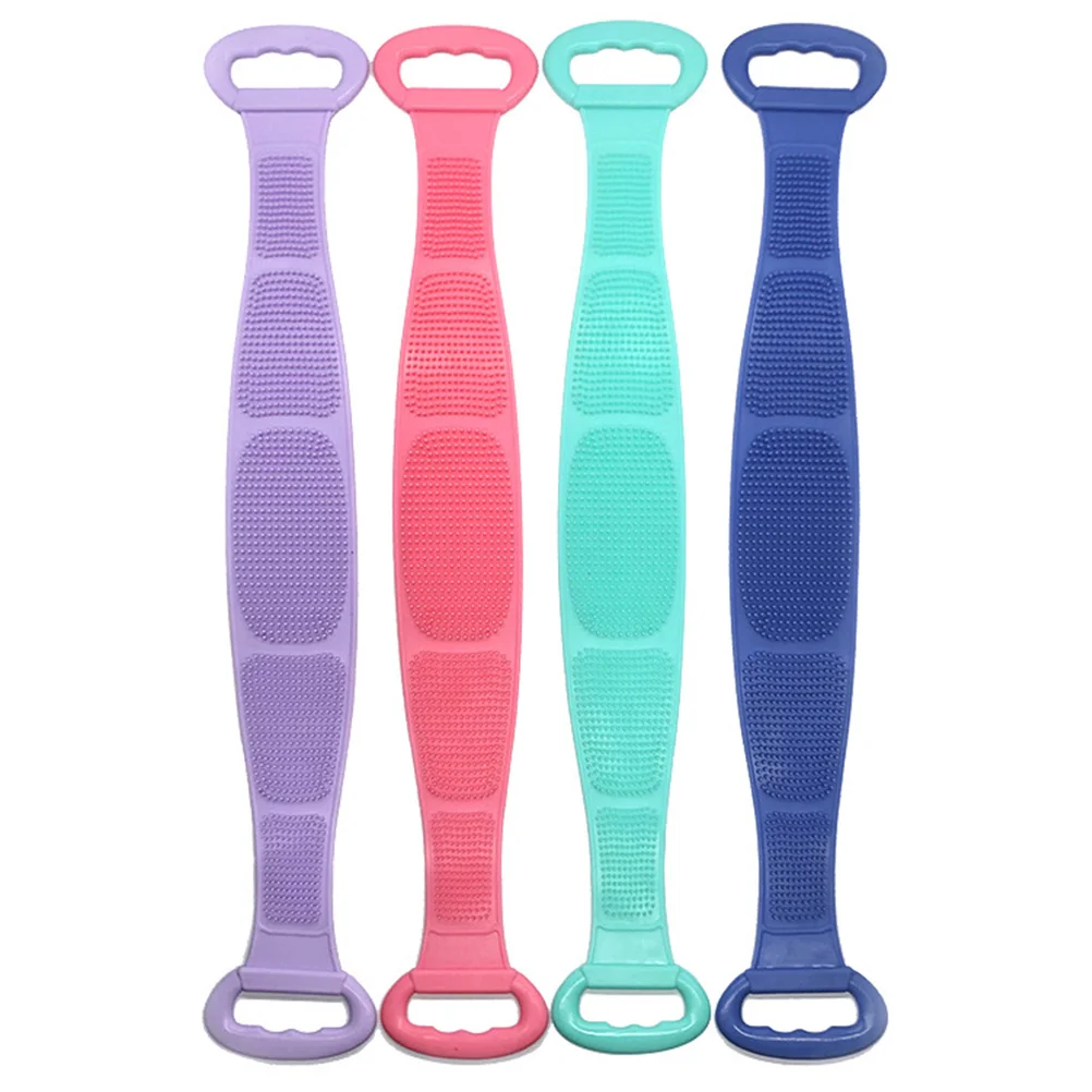 

Premium Silicone Back Bathing Belt Long Strap Body Scrubbing Supplies Shower Rubbing Bath Towel (Purple Random