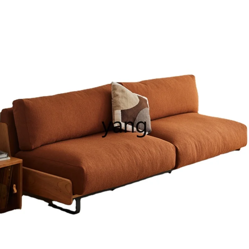 Yjq Solid Wood Sofa Living Room Small Apartment Straight Row Log Removable and Washable Double Fabric Sofa