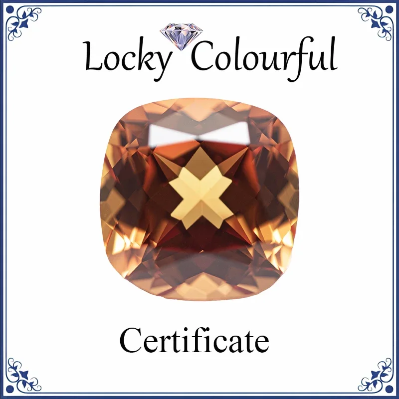 

Lab Grown Sapphire Sunset Orange Color Square Cushion Shape Charms Beads for Diy Jewelry Making Ring Selectable AGL Certificate