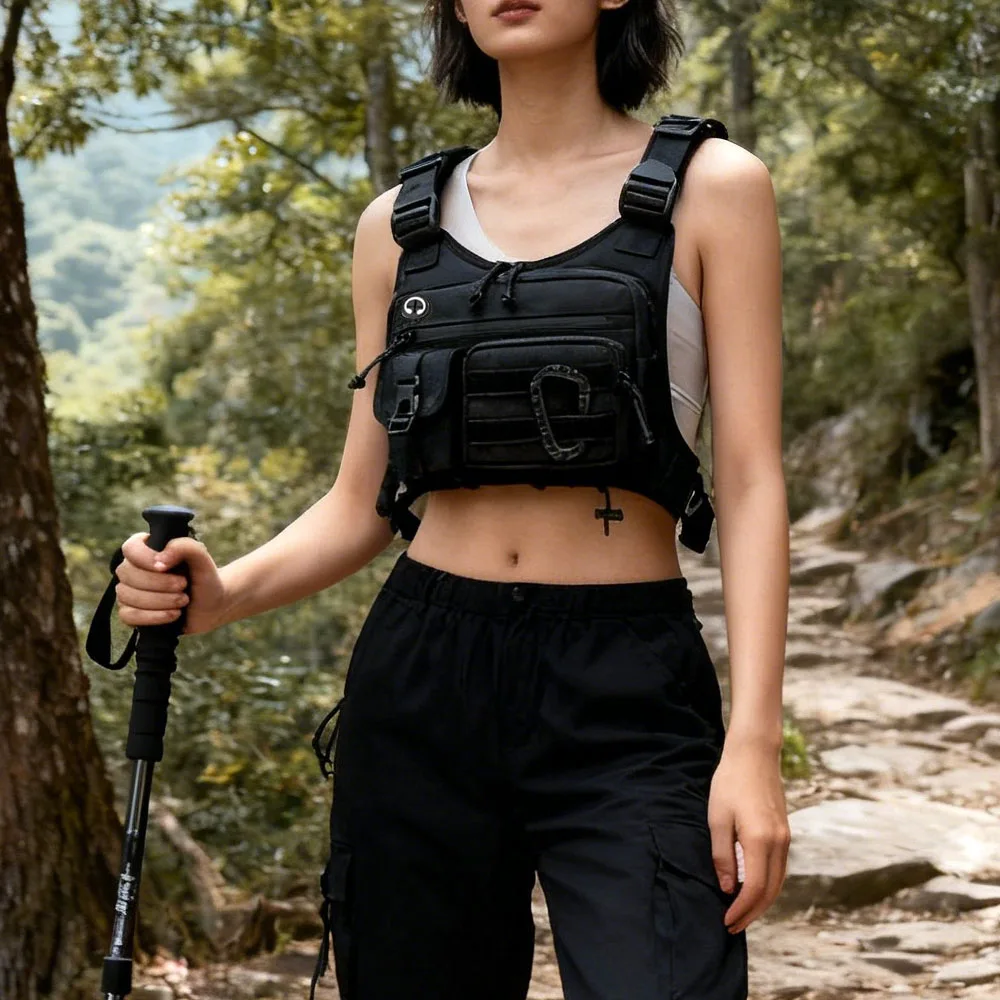 حقيبة صدر تكتيكية للرجال للاستخدام الخارجي مقاومة للماء ومضادة للسرقة وحقيبة صدر EDC لركوب الدراجات والجري وحزمة الصدر الأمامية #6