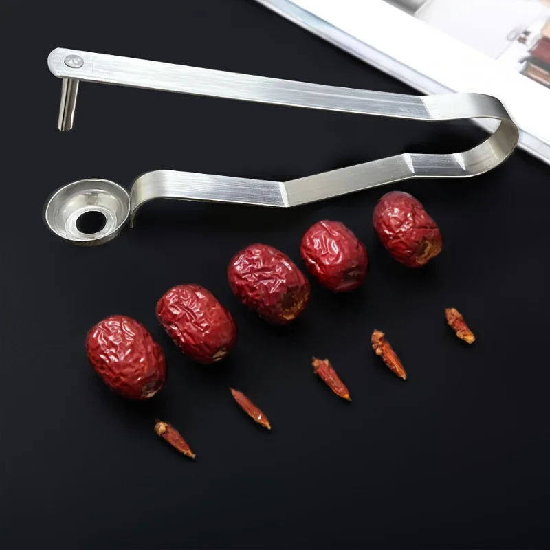 مزيل بذور الكرز والكرز من الفولاذ المقاوم للصدأ - أداة مطبخ سهلة الضغط بيد واحدة لإزالة الأساسية السريعة، متينة وسهلة