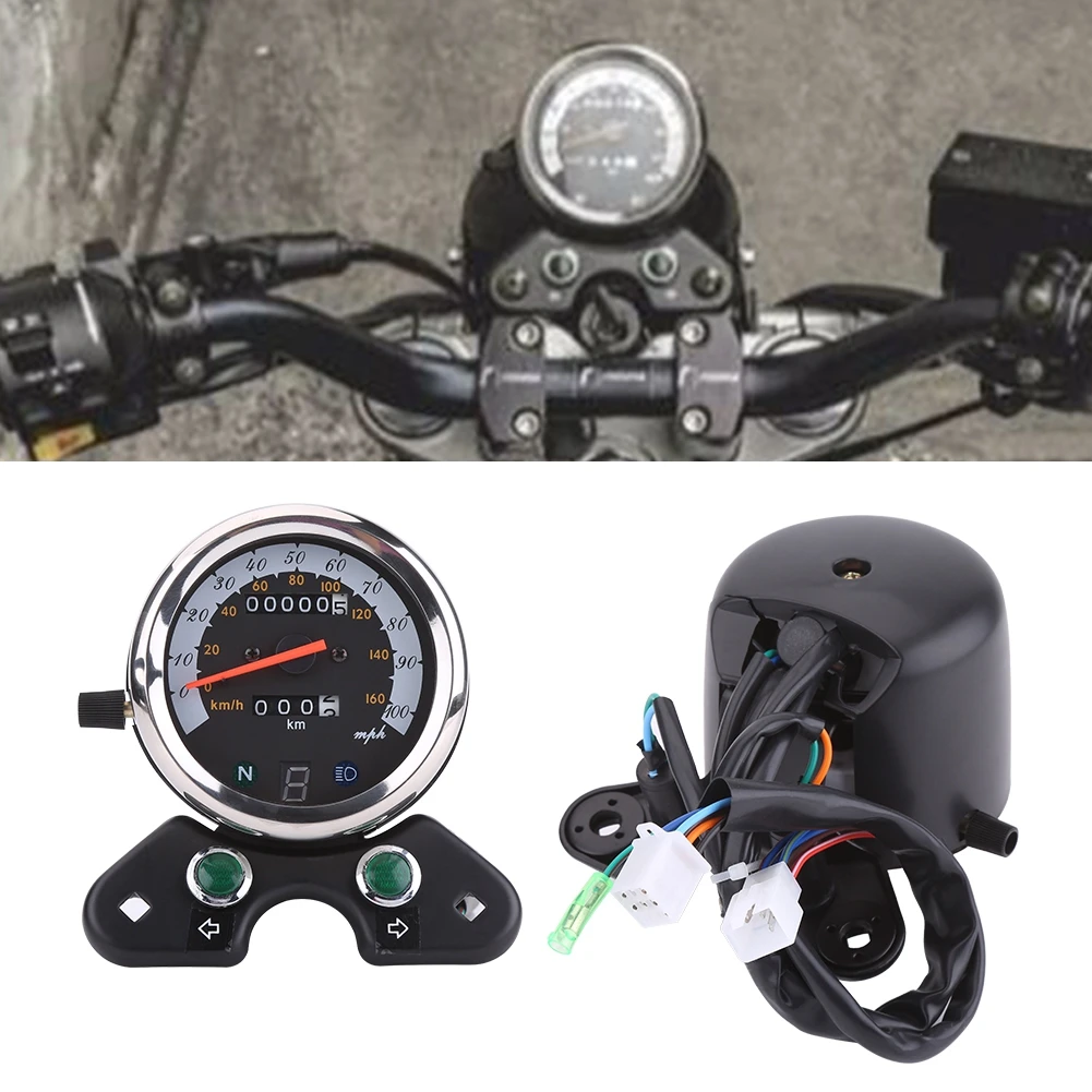 Motorcycle Speedometer Speedo Meter Universal Motorcycle Dual Odometer Speedometer Speedo Meter Gear Digital Display Speedometer