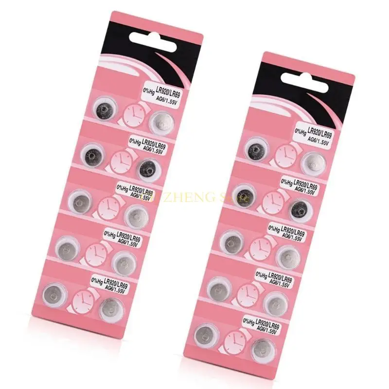 E56B 10PCS/20PCS AG6 LR920 저전력 가젯에 적합한 버튼 셀 배터리
