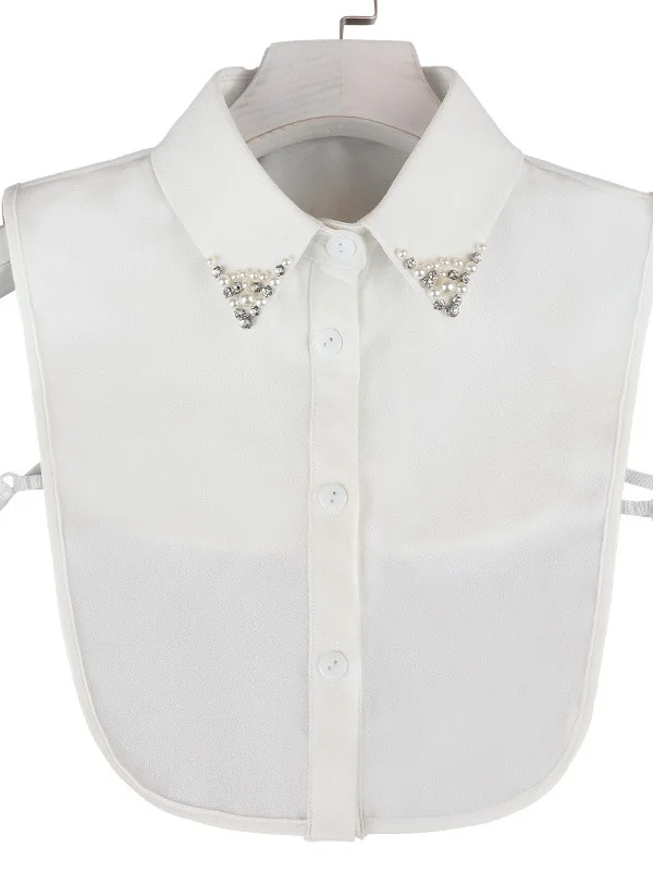 

Women's Street Sle Slim Fit irt with Fake Collar And Studs awl Bal Thin Material round Ne Button Closure Pure Color