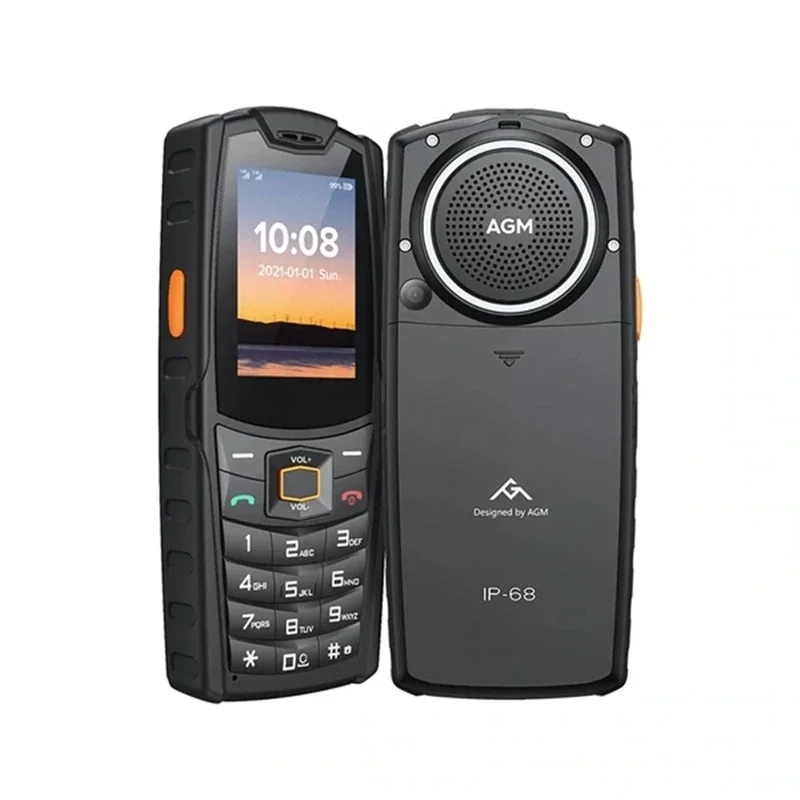 AGM M6 견고한 휴대폰 스피커, 103dB 스피커, 2.4 인치 화면, 4G 듀얼 SIM, 2500mAh 배터리, BT5.1, FM 라디오, IP68/IP69K-Senior-Friendly