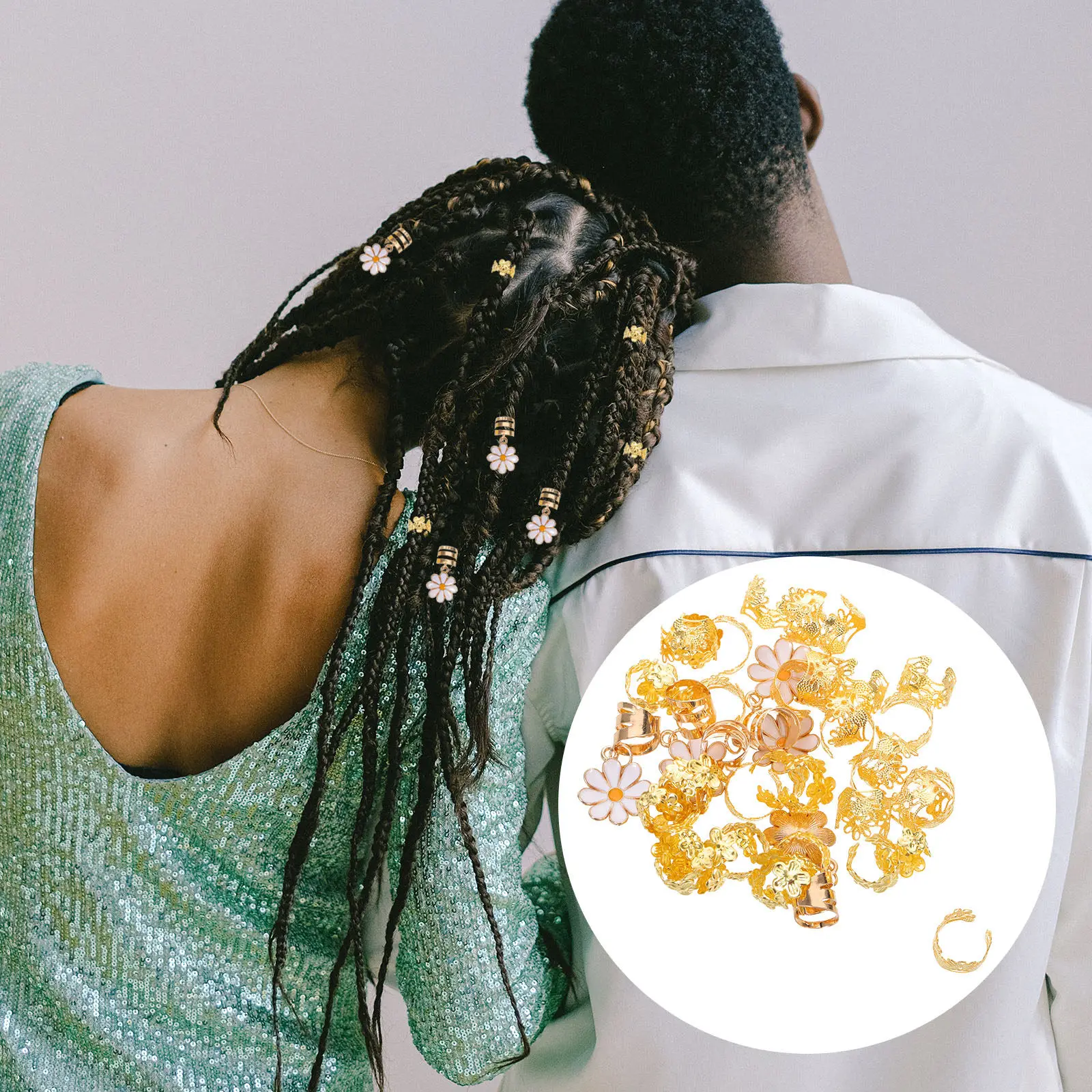 

Набор из 135 легких заколок для волос в форме цветка ромашки из сплава с эмалевым покрытием, украшения для кос, хвостов и дредов