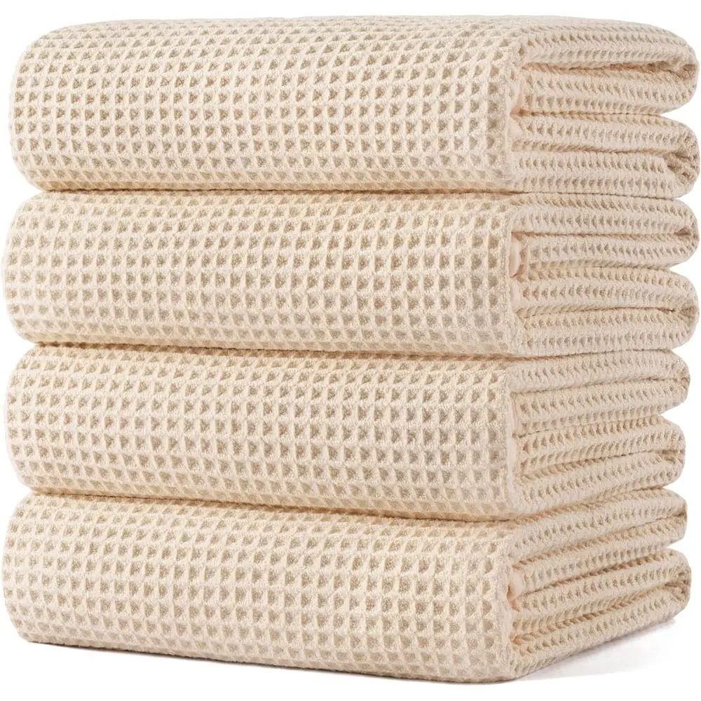 

430 GSM Microfiber Oversize Quick Dry Lint Free Bath Towel, 60 x 30 in, 4 Pack (Waffle Weave)