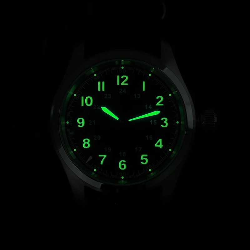 Militado ML08 Military Watch VH31 Quartz Movement Double Domed Sapphire Crystal Watches C3 Green Luminous 38mm Vintage Watches