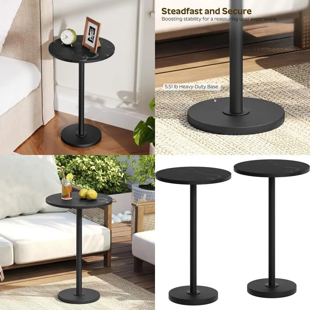 

Set of 2 Round Side Tables, Tall Drink Table for Compact Spaces, Pedestal Martini Table, Ideal for Living Rooms, Bedrooms, Dorms