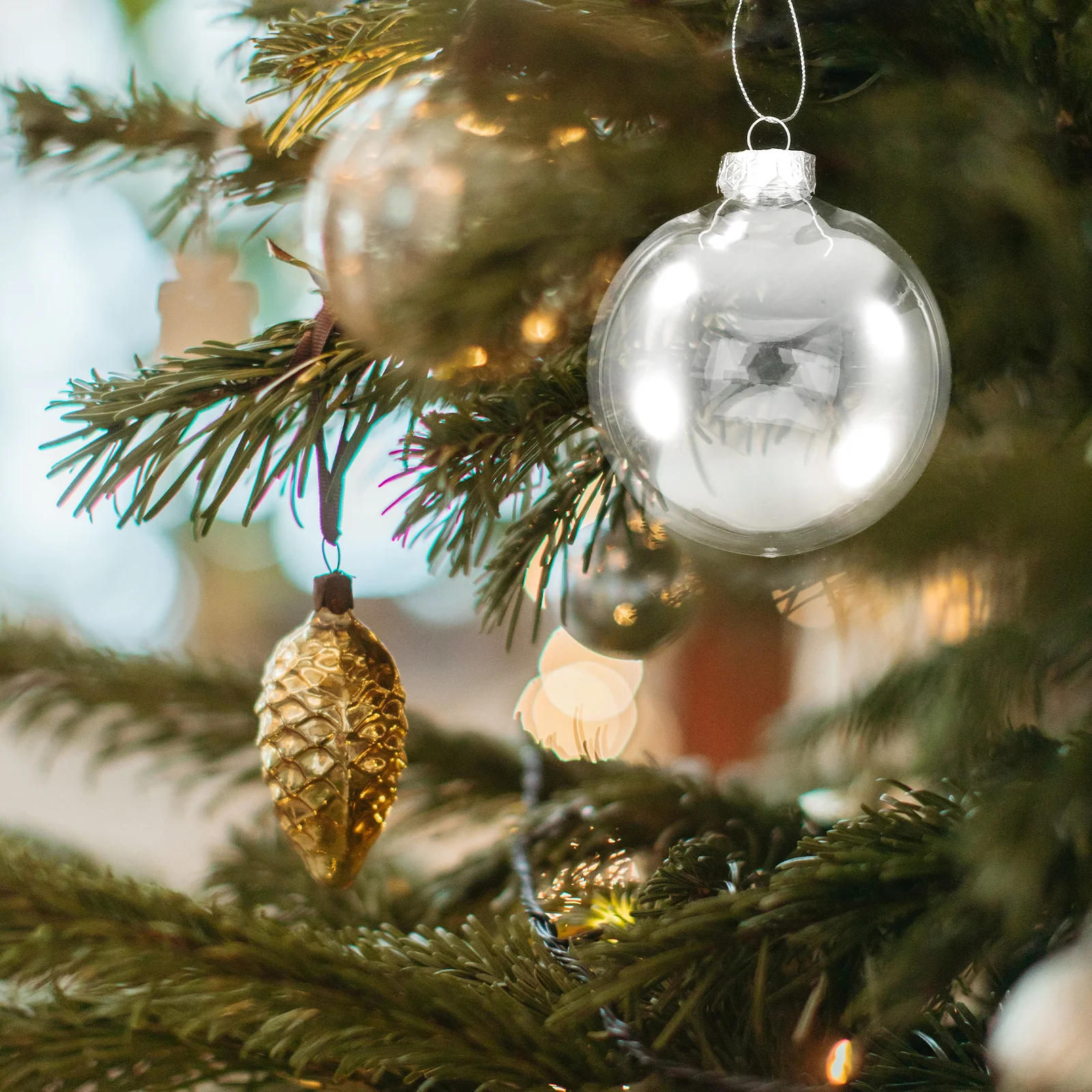 

6pcs 10Cm Clear Fillable Ball Ornament Transparent Christmas Bauble Diy Craft Decor Plastic Hanging Sphere Holiday Party