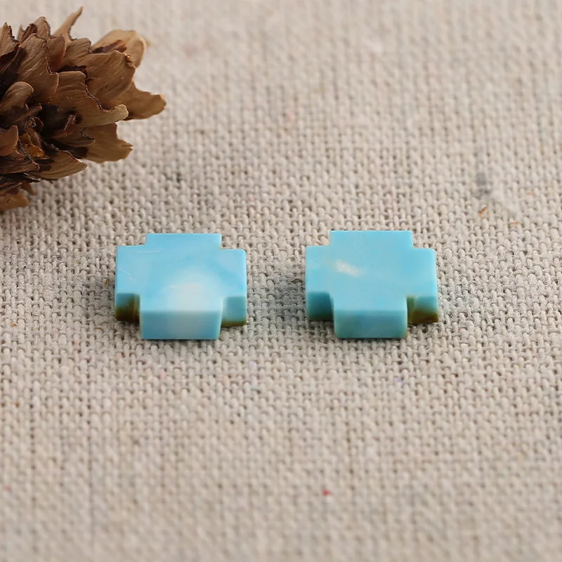 B&F Crucifix Turquoise Pendant Beads, Handmade Natural stones beads, Polished Stones for jewelry Making Supplies