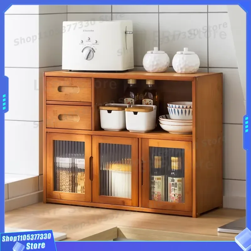 Multifunctional Kitchen Countertop Shelf Dish Rack Seasoning Storage Cabinet Desktop Side Organizer for Household Use Space