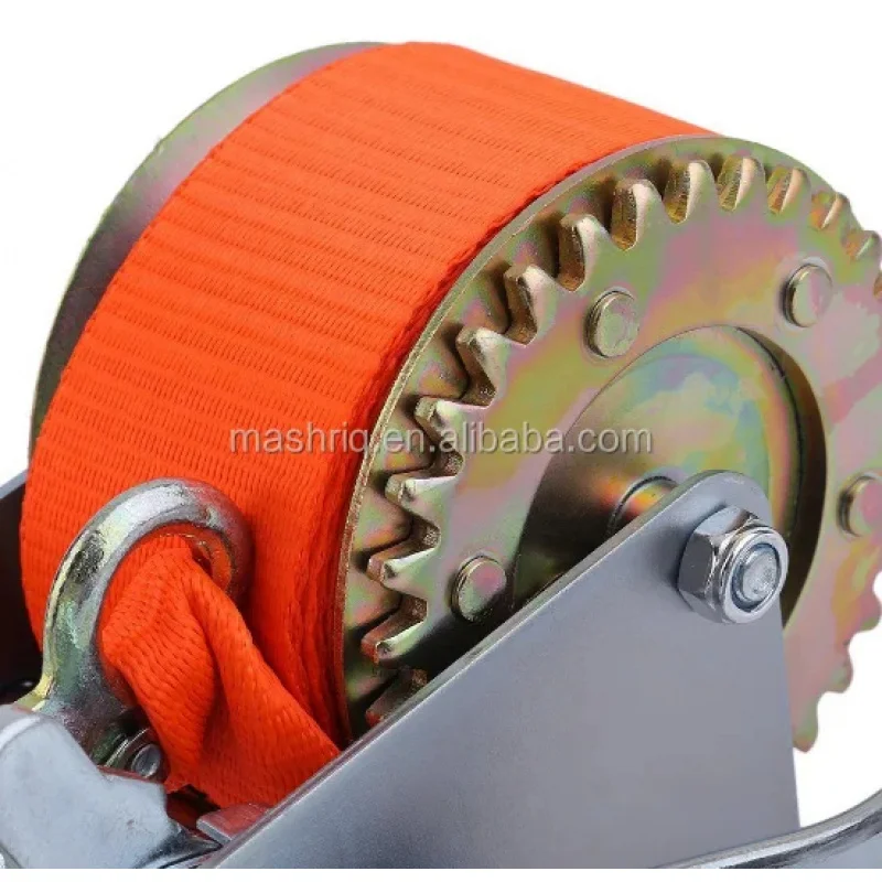 New 800Lbs Zinc Plated Steel Winch With 3.2:1 Gear Ratio And Polyester Strap Hand Crank For Heavy Lifting