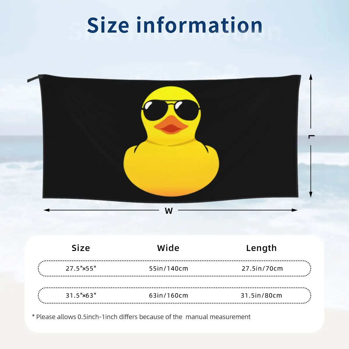 Cool Rubber Duck Beach Towel Soft Microfiber Quick Dry Absorbent Quick Towels For Bath