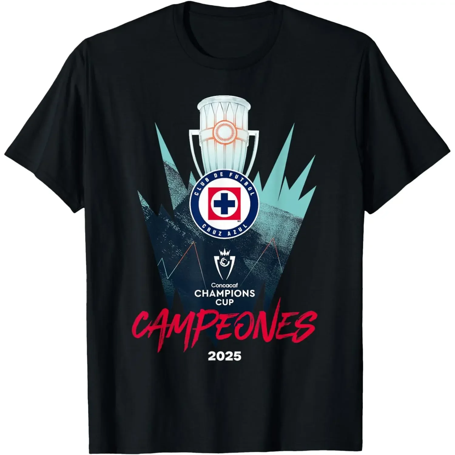 Men's Short Sleeve Soccer Graphic T-Shirt - Championship Victory Style, Round Neck, Team Logo Print, Sporty Chic Casual Streetwear, Multi-Size Menswear Sports Top