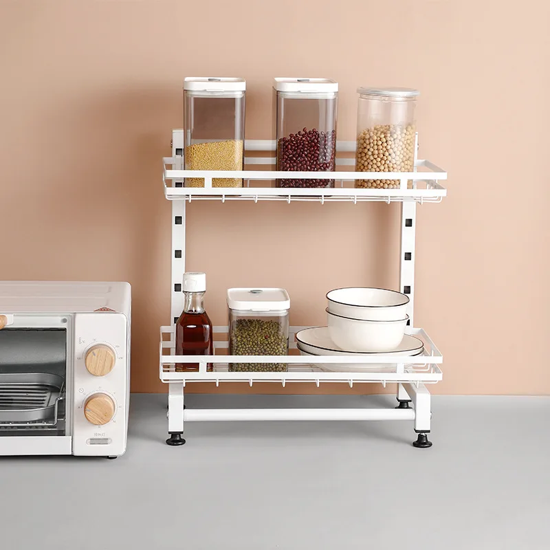 

2/3Layers Kitchen Storage Rack Stainless Steel Adjustable Seasoning Shelf Organizer Knife Jar Kitchen Accessories Organizer