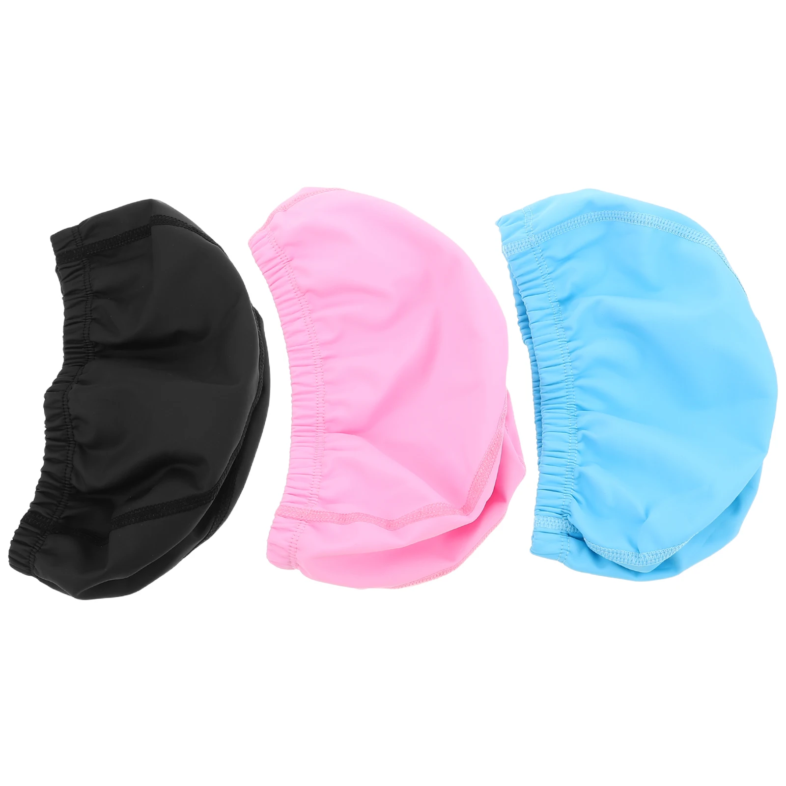 

3pcs Waterproof Swimming Caps For Men Women Youth Breathable Anti-Slip Pool Bathing Hat Elastic Fabric Swim Cap Large Size Hair