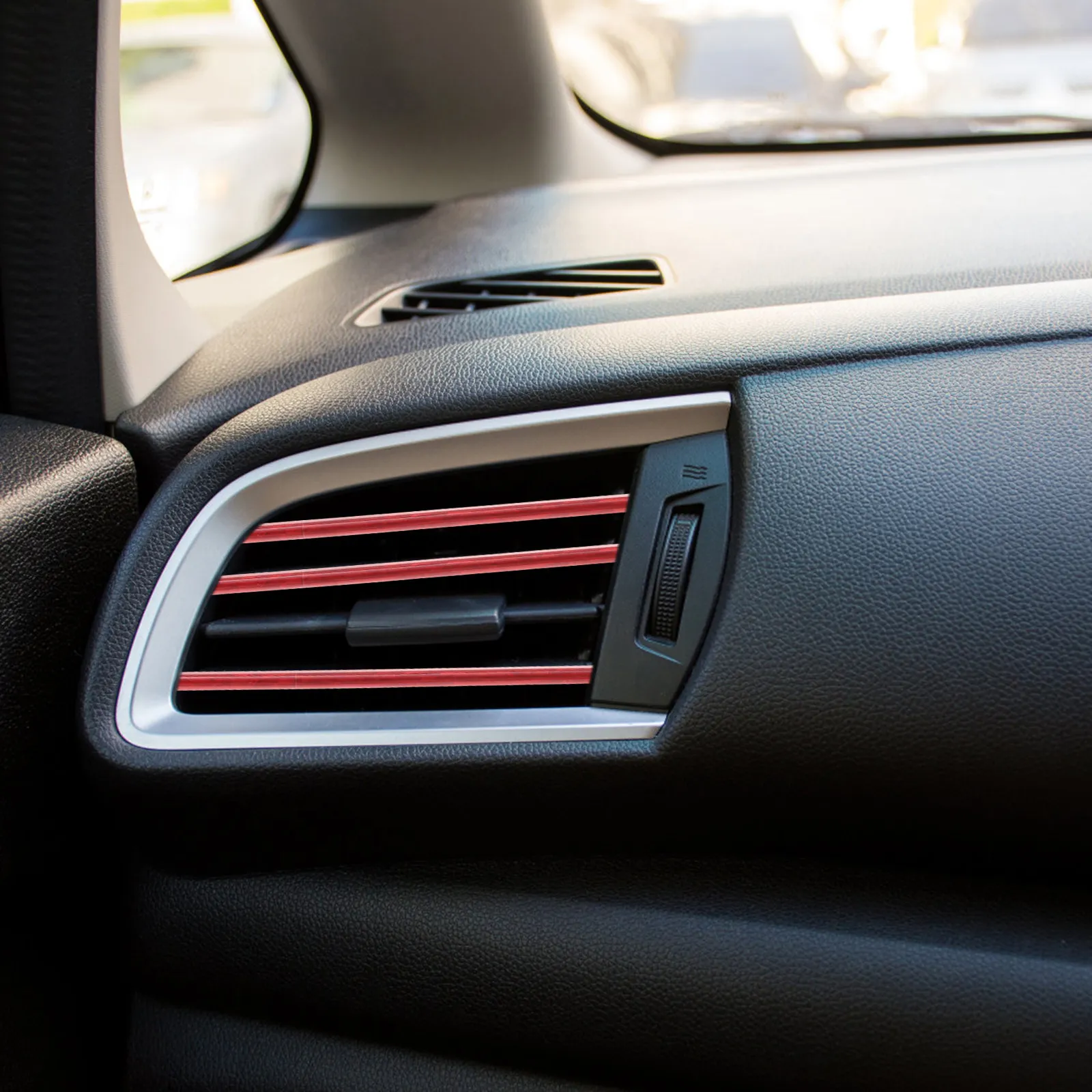 10Pcs Car Vent Decorative Trim Strip Eye Catching Rhinestone Finish U Clip Design Easy Install Air Conditioning Outlet Decor