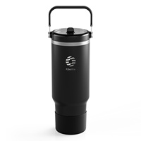 Fjbottle Vacuum Tumbler with Straw Lid，1200ml Stainless Steel Coffee Cup with Handle，Travel Mug Vacuum Flask Car Water Bottle