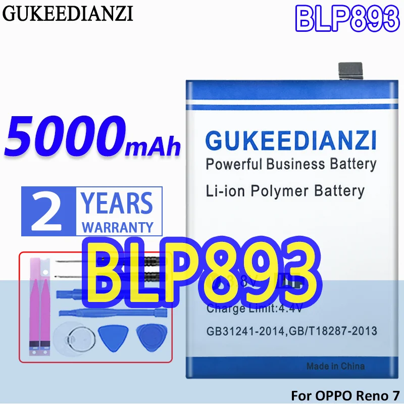 

Телефон большой емкости аккумулятор GUKEEDIANZI BLP893 5000 мАч для OPPO Reno7 RENO 7