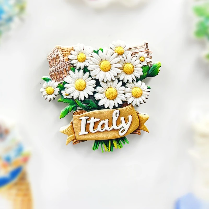 Italian Refrigerator Stickers Roman Daisy Cute 3D Gift with Souvenirs Home Decoration