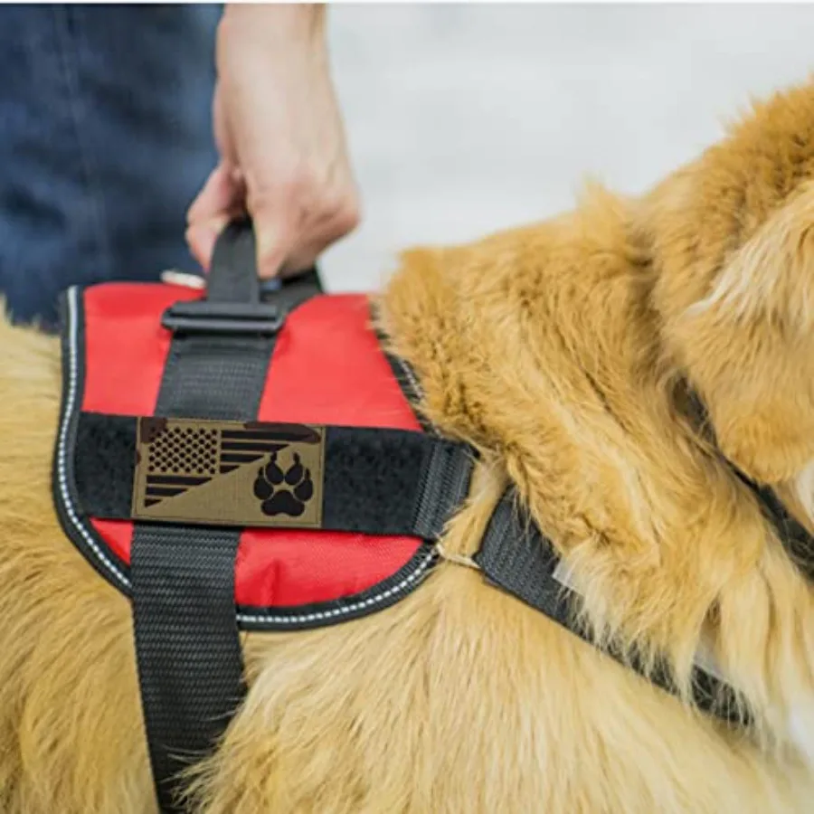 2 حزمة من رقع الكلاب لحزام الكلاب Trar Paw المطرزة مع العلم الأمريكي لسترات الحيوانات المتوسطة والكبيرة