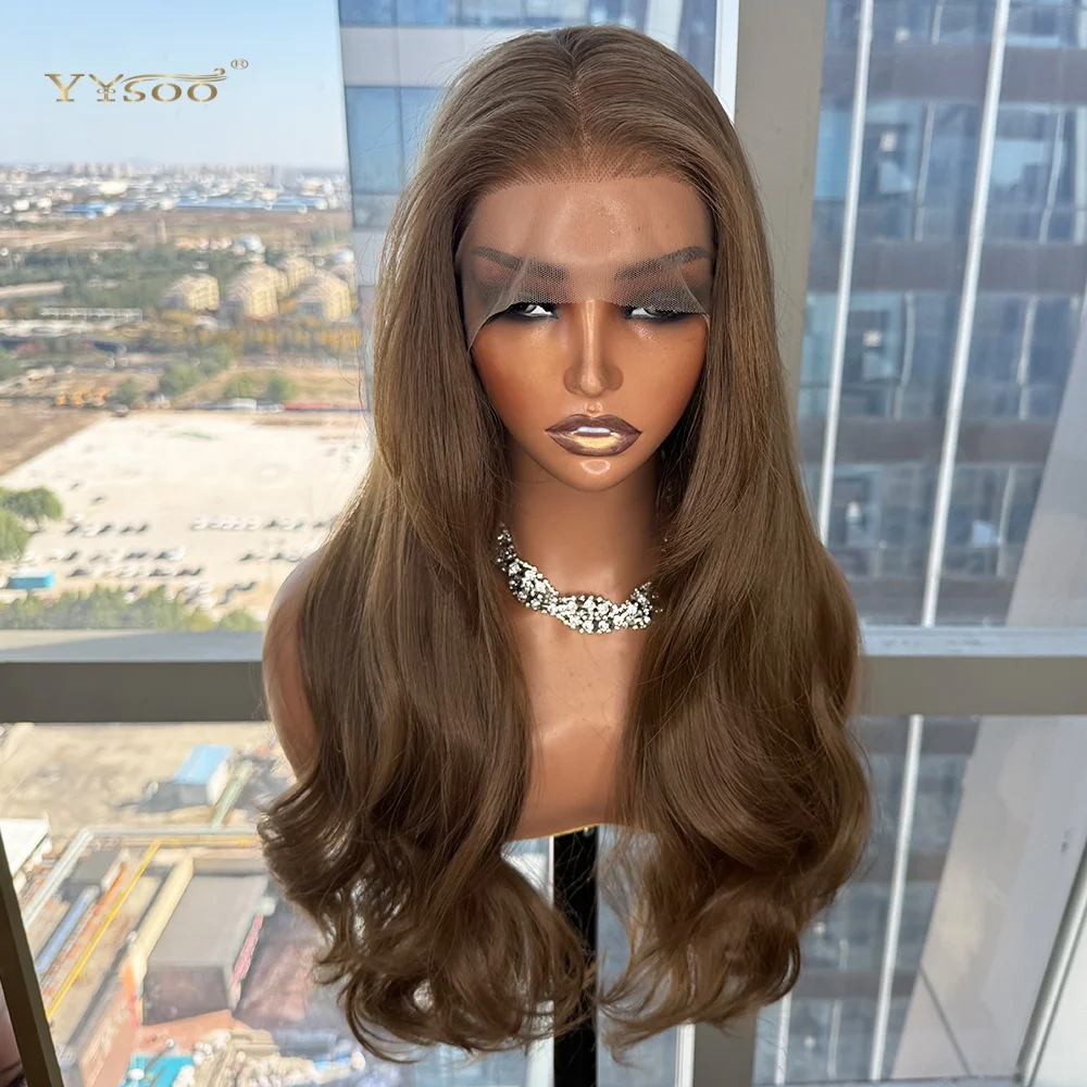 Factory Direct Natural Looking Glueless Heatresistant Preplcked Hairline Synthetic Lacefront Wigs For Black Womens Daily Wear