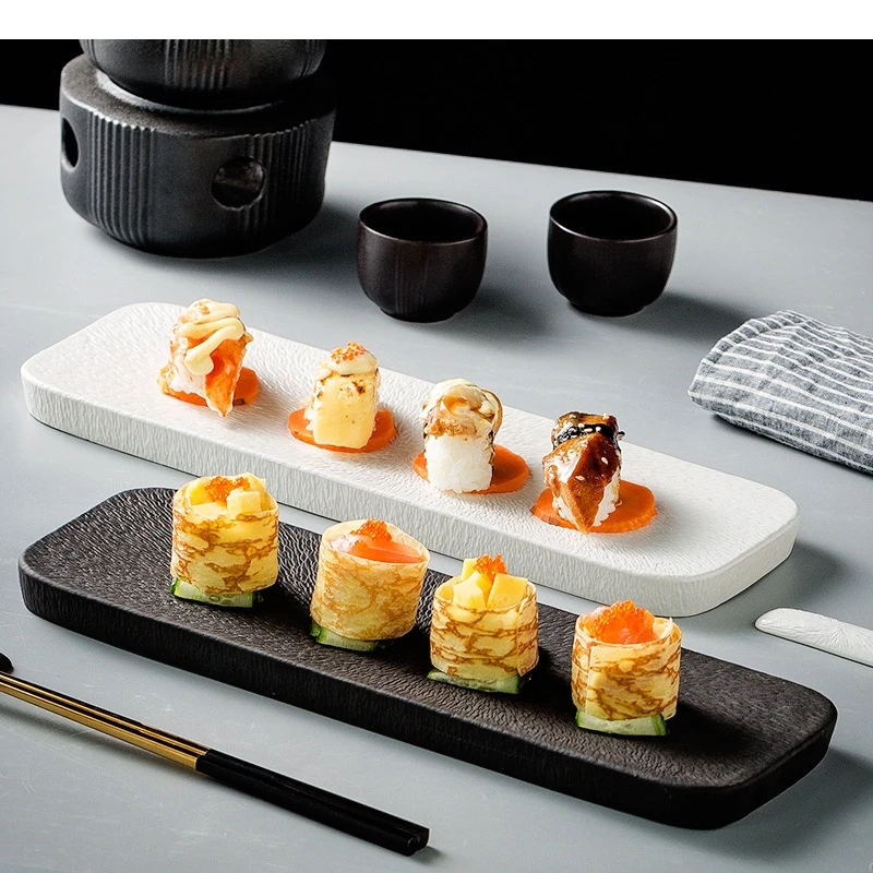 

Rectangular Sushi Plate Ceramic Dinner Japanese Restaurant Cuisine Decor Kitchen Tableware Party Dessert Cake