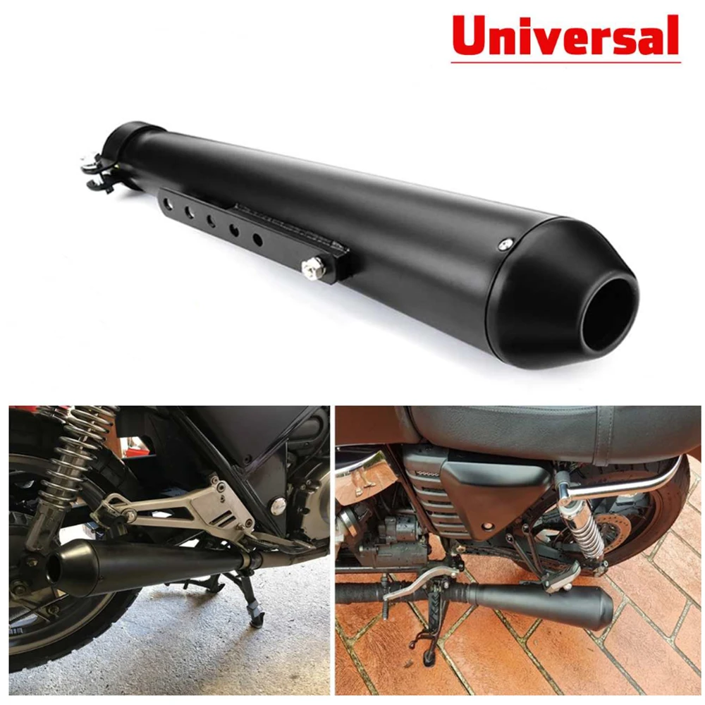 

Stainless Steel Motorcycle Exhaust Pipe Cafe Racer Modified Tail Exhaust System with Sliding Bracket Matte and 3 Joints