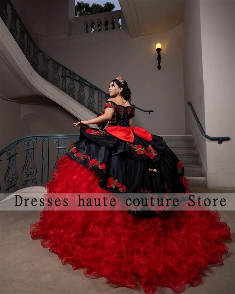 Neues mexikanisches Kleid Quince anera Kleid 2024 Ballkleid Luxus Schleife Stickerei Rüschen süß 16 Kleid Schnür Vestido de Princesa