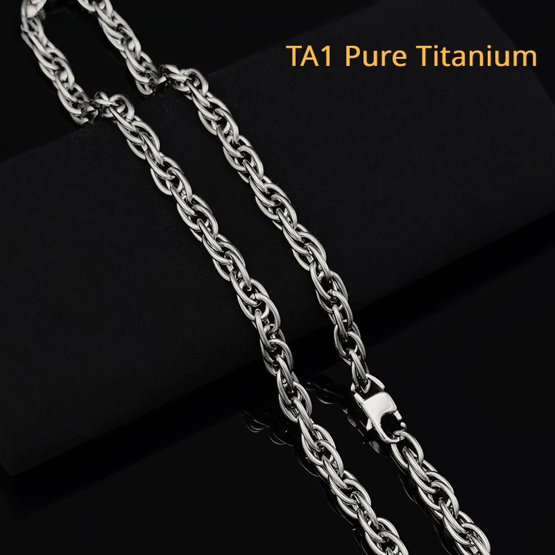 New 7mm TA1 Pure Titanium Twist Chain Necklace Fashion Anti-Allergy Skin Friendly No Rust Men Women Titanium Chains Necklaces