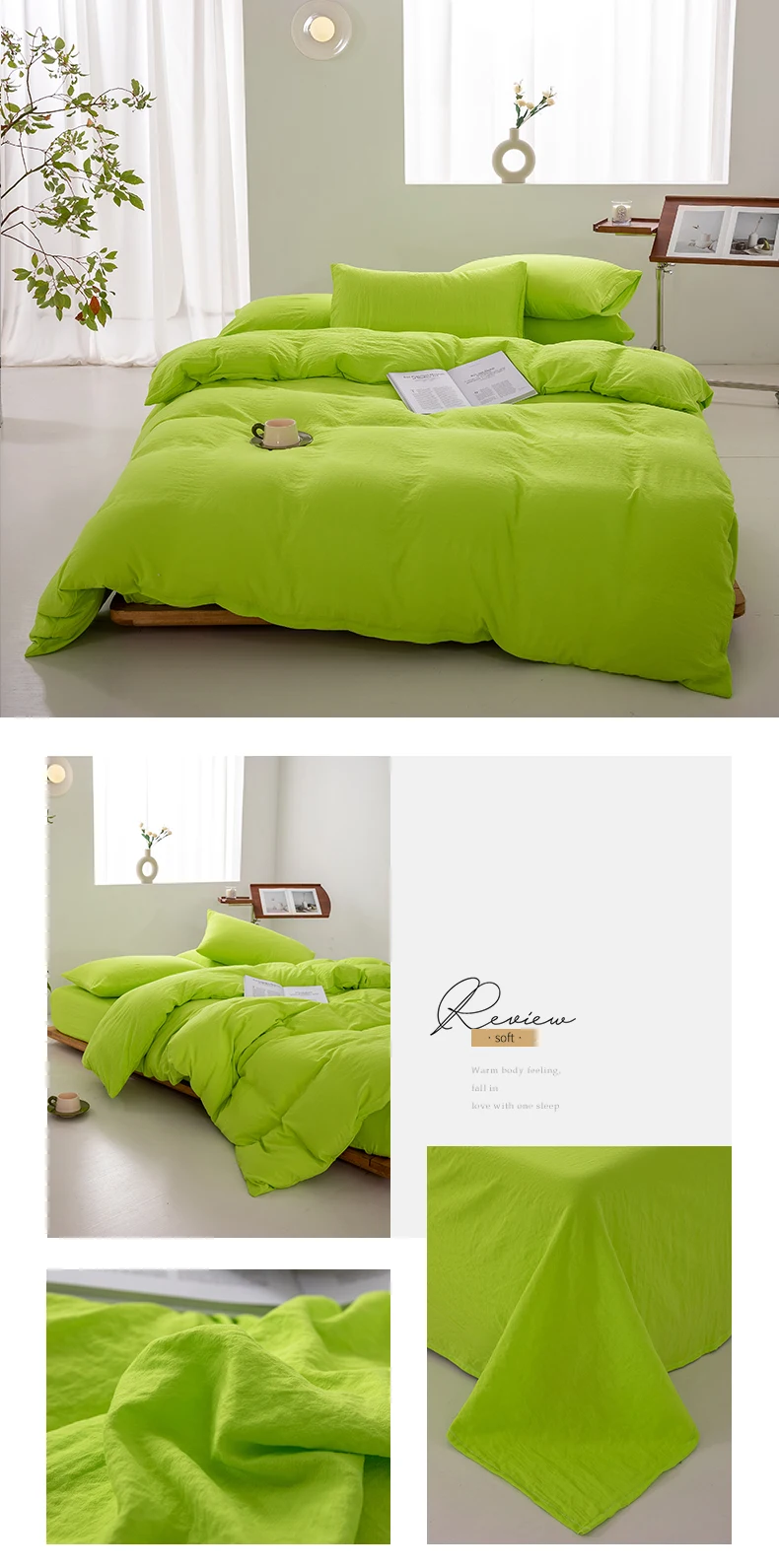 1pc Solid Color Duvet Cover 100% Washed Cotton Quilt Cover Japanese Minimalist Style Bedding Single Double King Queen Size Bed