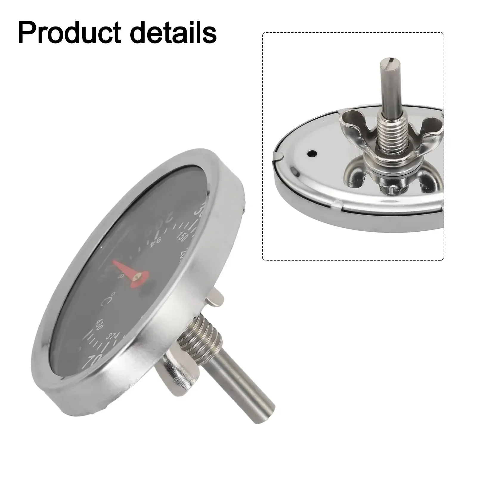 Practical Quality Grill Thermometer Temperature Gauge Silver&Black Thermostater 1pcs Oval Replacement Accessories