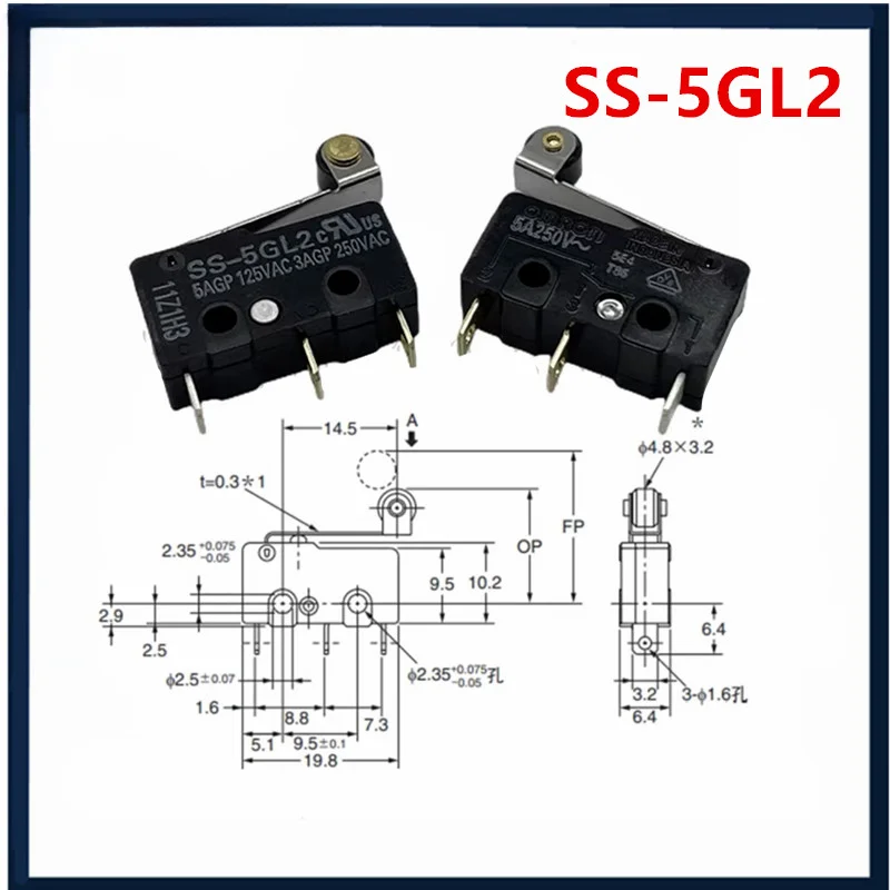 Interruptor de limite de viagem micro pequeno, original, 3 pinos, SS-5, SS-5GL, SS-5GL2, SS-5GL13, SS-5GL Series, 5pcs, 10pcs